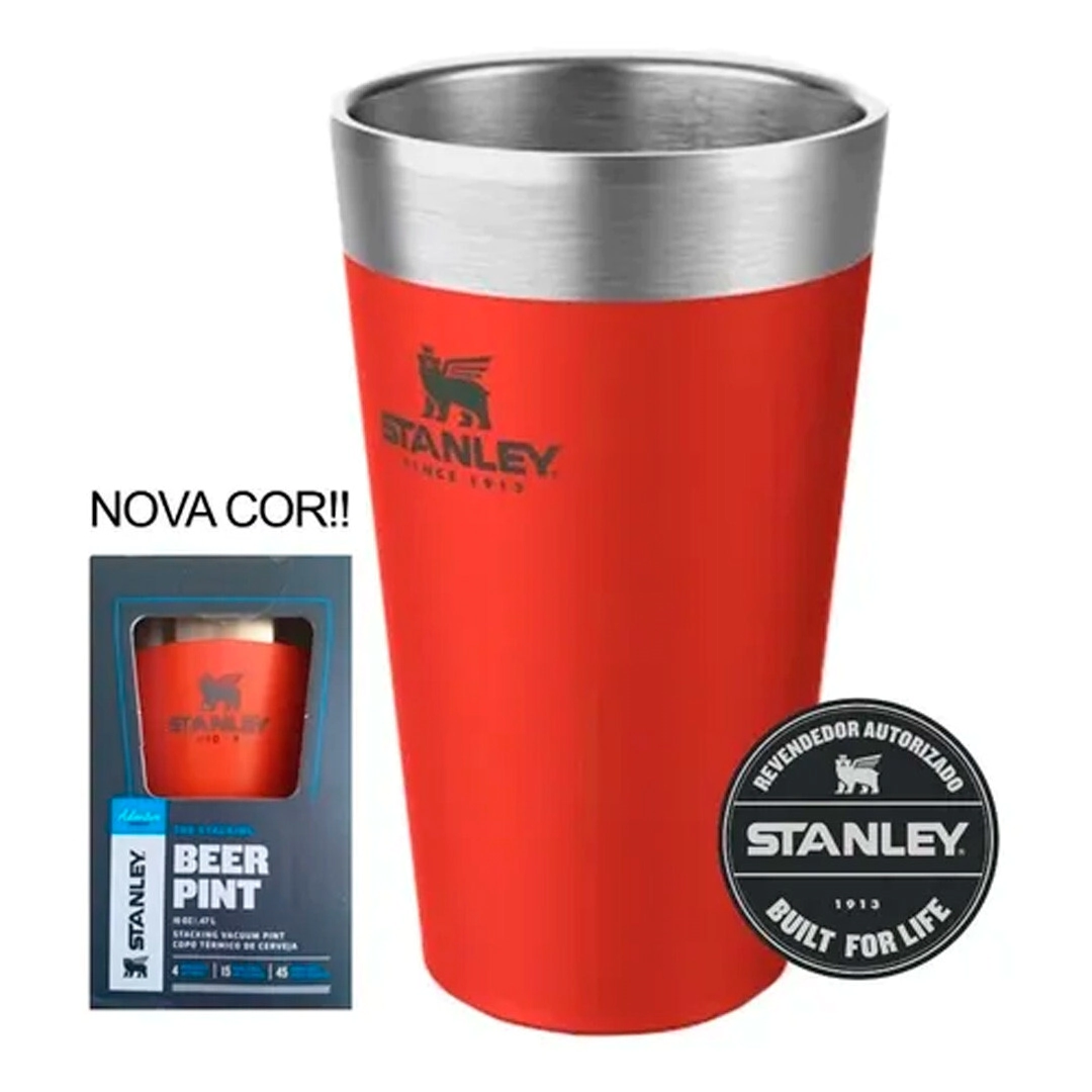 VASO STANLEY C/ TAPA PLASTICA 470ML ROJO