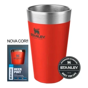 VASO STANLEY C/ TAPA PLASTICA 470ML ROJO