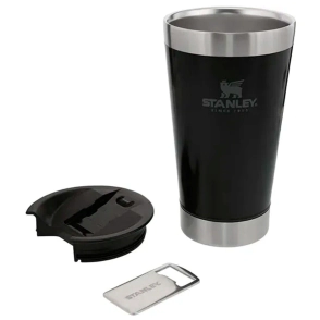 VASO STANLEY C/ TAPA PLASTICA 470ML NEGRO