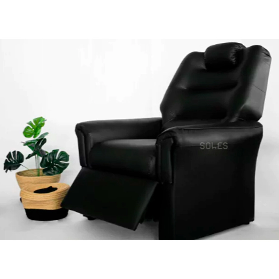 POLTRONA RELAX SOLES 0,85M G1 ECO CUERO MANTA NEGRO