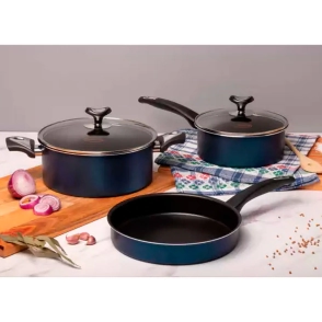 BATERIA DE OLLAS MARMICOC LINEA SABORES BAT 5 PIEZAS AZUL