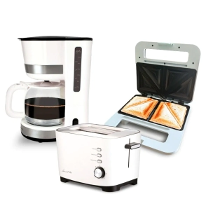 COMBO DESAYUNO SMART TEK TOSTADORA T900 + SANDWICHERA SD1065 + CAFETERACM620 1,5 LTS