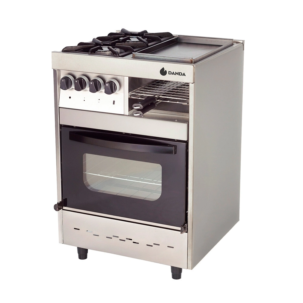 COCINA DANDA SIENA MULTIPLE 2 HORNALLAS, PLANCHA Y CARLITERA VIDRIO C601V