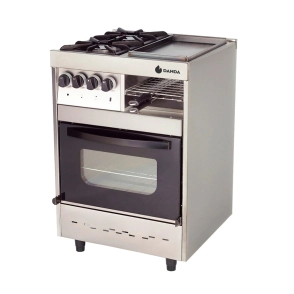 COCINA DANDA SIENA MULTIPLE 2 HORNALLAS, PLANCHA Y CARLITERA VIDRIO C601V