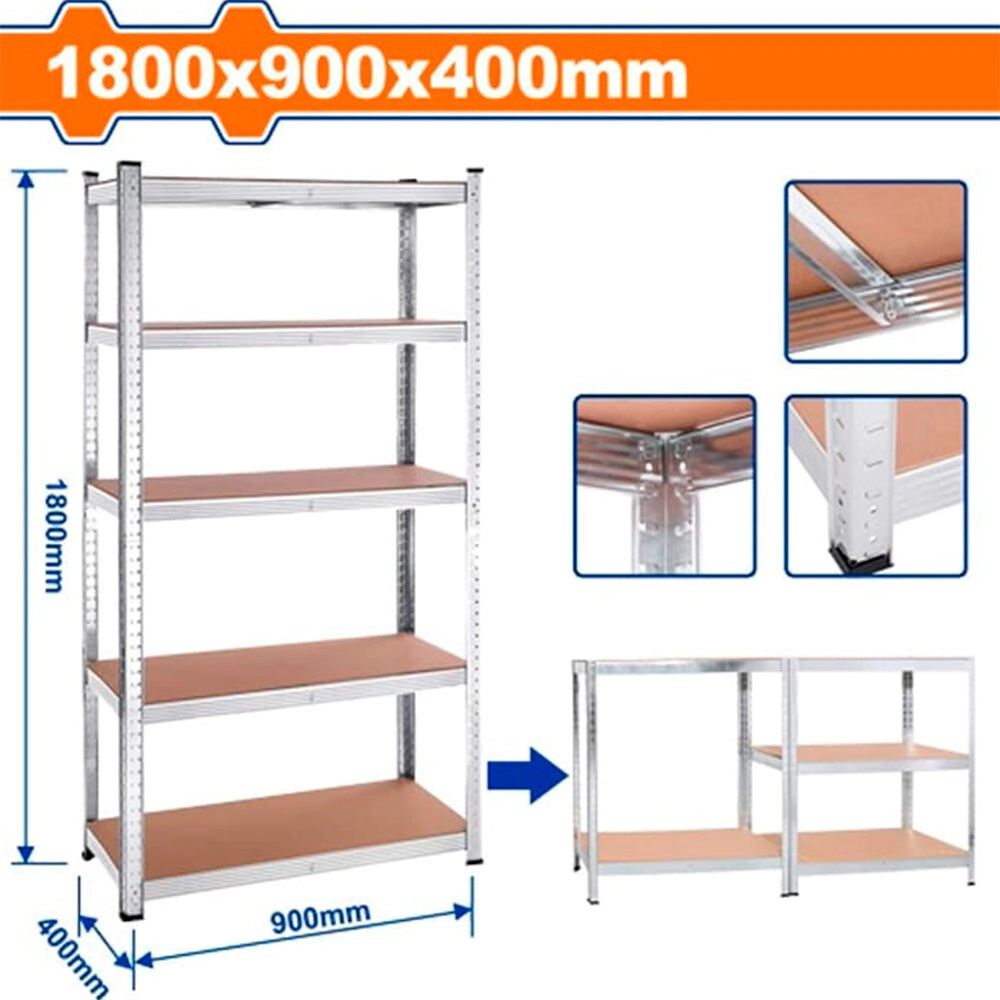 ESTANTERIA REGULABLE 5 NIVELES 900*1800 MM WDFWTS1A94